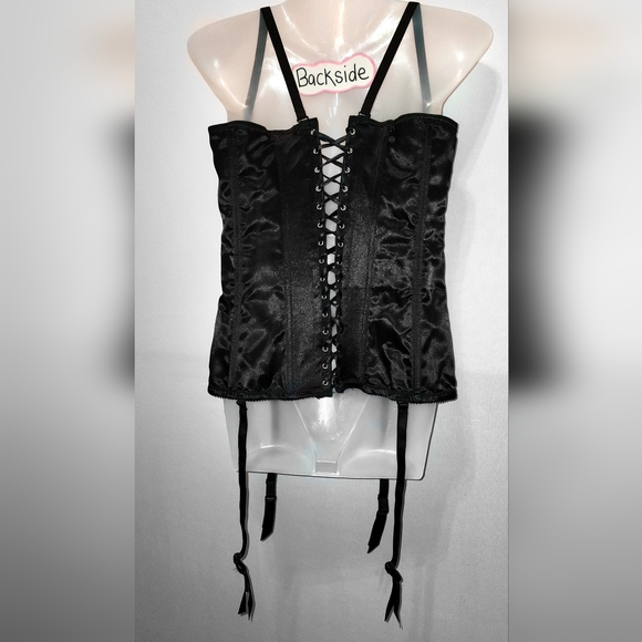BN (36d) Frederick's of Hollywood seXXXy satin lace up back corset w/push up cup - Picture 12 of 15